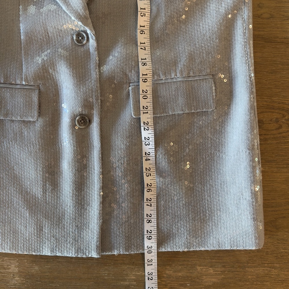 Good American Sequin Oversized Blazer-Heather Grey Color-Size Small RRP $329 - Picture 13 of 16